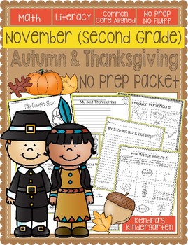 Preview of Second Grade November / Thanksgiving Common Core No Prep Packet