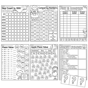 second grade numbers and place value worksheets by my teaching pal