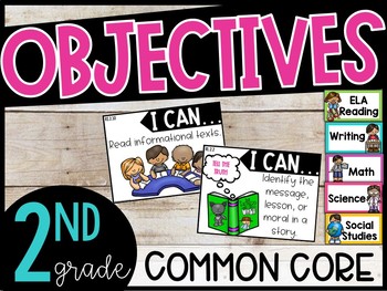 Preview of Second Grade Objectives - "I can" posters Common Core