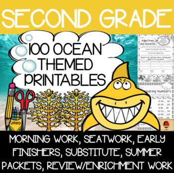 Preview of Second Grade Ocean Themed Worksheets {100 Standards Aligned Printables}