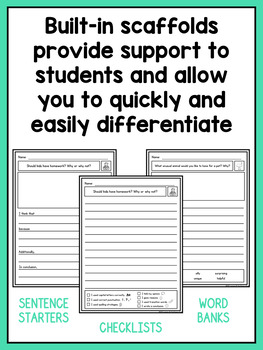 Second Grade Opinion Writing Prompts For Differentiation | TpT