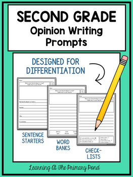Preview of Second Grade Opinion Writing Prompts For Differentiation