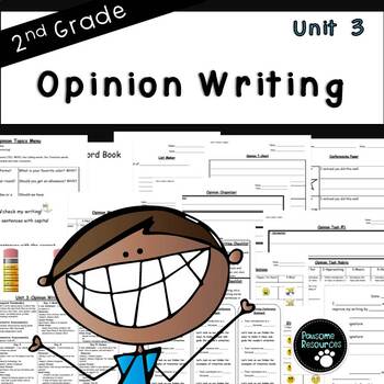 Preview of Second Grade Opinion Writing Unit (EDITABLE!, Standards Aligned)