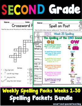 Preview of Second Grade Orton Gillingham Spelling Packets Bundle  RTI  (Dyslexia)