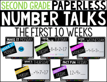 Preview of Second Grade PAPERLESS NUMBER TALKS- The First 10 Weeks