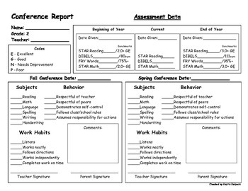 Second Grade Parent Conference Form by Harris Helpers | TpT