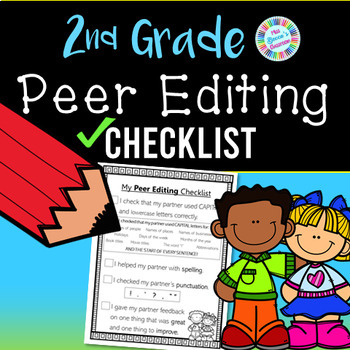 Preview of Second Grade Peer Editing Writing Checklist - kid-friendly - PDF and digital!