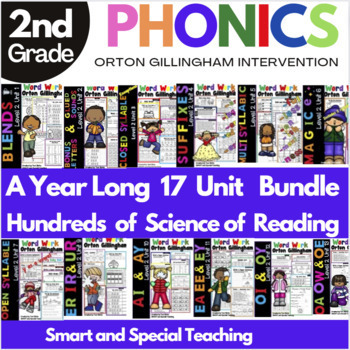 Preview of Second Grade Phonics Activity Word Work Bundle Level 2 Units 1-17 (RTI)
