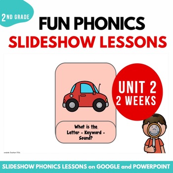 Preview of Second Grade Phonics Lesson Unit 2 Slideshow with Google Slides and Power Point