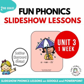 Preview of Second Grade Phonics Lesson Unit 3 Slideshow with Google Slides and Power Point