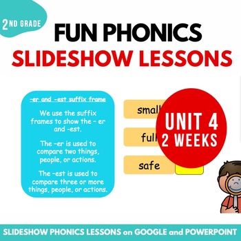 Preview of Second Grade Phonics Lesson Unit 4 Slideshow with Google Slides and Power Point
