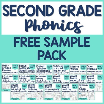 Preview of Second Grade Phonics Level 2, Units 1-17 FREE SAMPLE PACK!