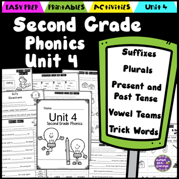 Preview of Second Grade Phonics Unit 4 - Suffixes, Vowel Teams, Trick Words