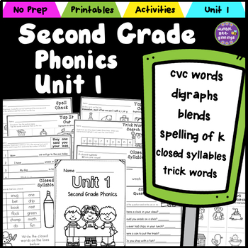 Preview of Second Grade Phonics - Unit 1 CVC Words, Digraphs, Blends