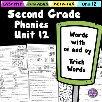 Preview of Second Grade Phonics Unit 12 Double Vowels oi and oy, Trick Words