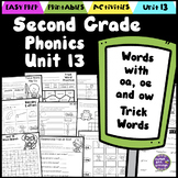 Second Grade Phonics Unit 13 Double Vowels oa,oe,ow, and T