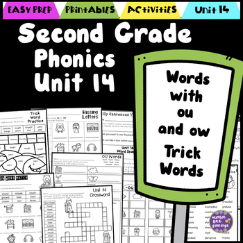 Preview of Second Grade Phonics Unit 14 Double Vowels OU OW and Trick Words