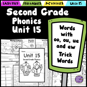 Preview of Second Grade Phonics Unit 15 Double Vowels ou, oo, ue, ew, and Trick Words