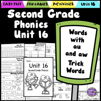 Preview of Second Grade Phonics Unit 16 Double Vowels au, aw, and Trick Words
