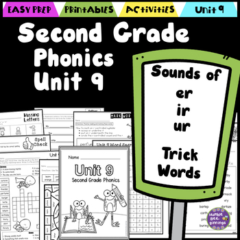 Preview of Second Grade Phonics Unit 9 - R-Controlled Vowels, er, ir, or,  and Trick Words