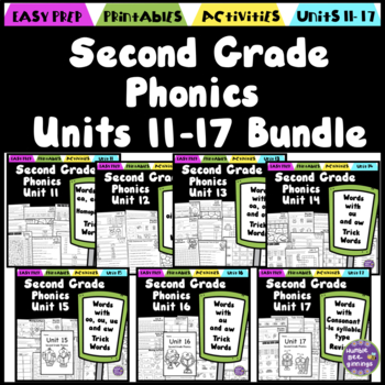 Preview of Second Grade Phonics Units 11-17 Bundle