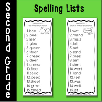 Second Grade Phonics and Spelling Pattern Spelling Lists | TpT
