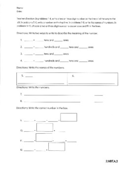 Preview of Second Grade Math Power Standard Skeleton Probes