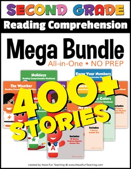 Preview of Second Grade Reading Comprehension NO-PREP ALL-IN-ONE MEGA BUNDLE (400+ STORIES)
