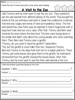 2nd grade reading comprehension and fluency passages with questions