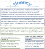 Second Grade Reading Fluency Tracker