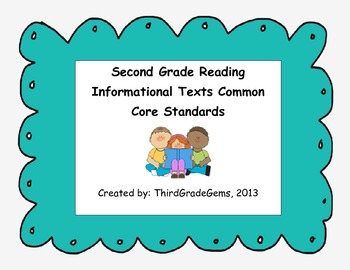 Preview of Second Grade Reading Informational Texts Common Core Standards