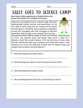 Preview of Second Grade Reading and Comprehension Worksheet