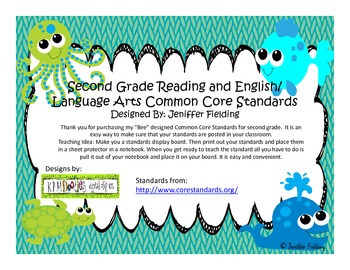 Preview of Second Grade Reading and Language Arts Common Core (Under The SeaThemed)