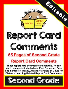 Preview of Second Grade Report Card Comments (Editable)