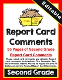 Second Grade Report Card Comments (Editable)