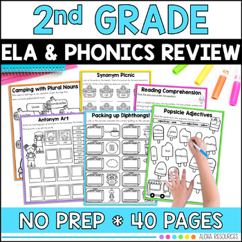 Preview of Second Grade ELA End of year Review Language Grammar and Writing Printables
