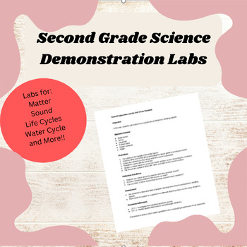 Preview of Second Grade Science Demonstration Labs, water cycle, plant growth, matter, etc