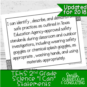 Preview of Second Grade Science TEKS "I Can" Statements | Objective Posters