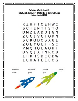 second grade science word search motion and force by