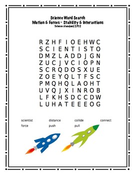 Preview of Second Grade Science Word Search-Motion and Force