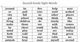 Second Grade Sight Word List
