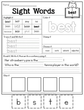second grade sight word practice printables by searching