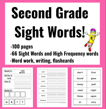 Preview of Second Grade Sight Words High Frequency activities worksheets practice pages 2nd