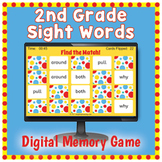DIGITAL 2nd Grade Sight Word Memory Matching Card Game