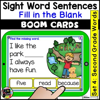 Preview of Second Grade Sight Word Sentences | BOOM Cards | Digital Task Cards