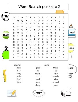 Preview of Second Grade Sight Words Word Search Puzzles (2 Puzzles)