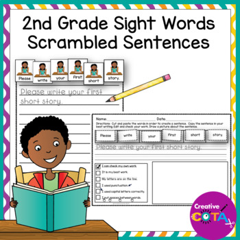 second grade sight words worksheets and scrambled sentence writing