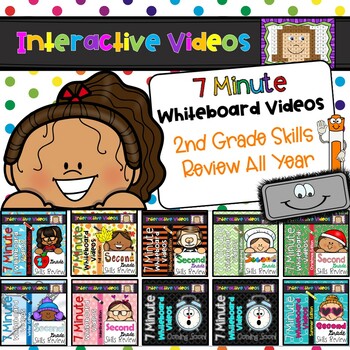 Preview of Second Grade Skills Review All Year - 7 Minute Whiteboard Video Bundle