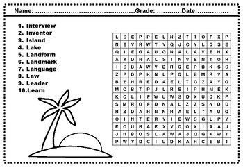 second grade social studies word search worksheets by swati sharma