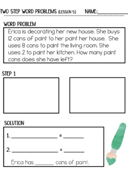 Preview of Second Grade - Solving Two Step Word Problems Extra Practice Pages EDITABLE